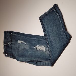 Decibel Women's Distressed Jeans with Rhinestones